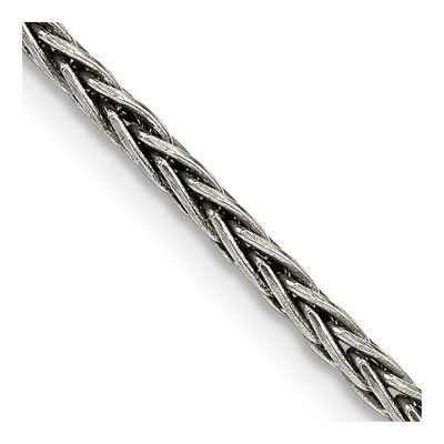 Sterling Silver 2.2mm Antiqued Square Wheat Chain
