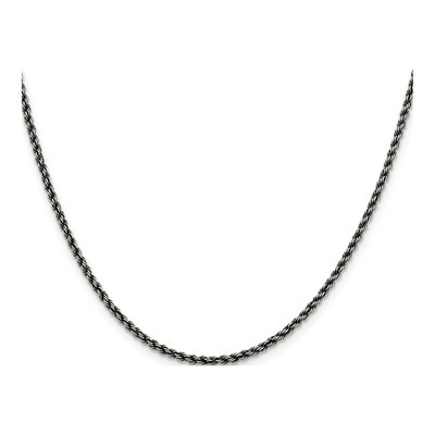 Sterling Silver 2.3mm Ruthenium Rope Chain – view 2