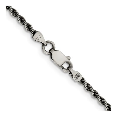 Sterling Silver 2.3mm Ruthenium Rope Chain – view 3