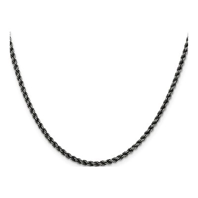 Sterling Silver 2.9mm Ruthenium Rope Chain – view 2