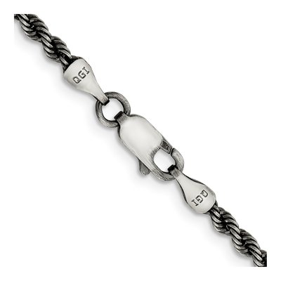 Sterling Silver 2.9mm Ruthenium Rope Chain – view 3