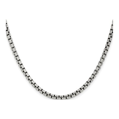 Sterling Silver 3.6mm Antiqued Round Box Chain – view 2