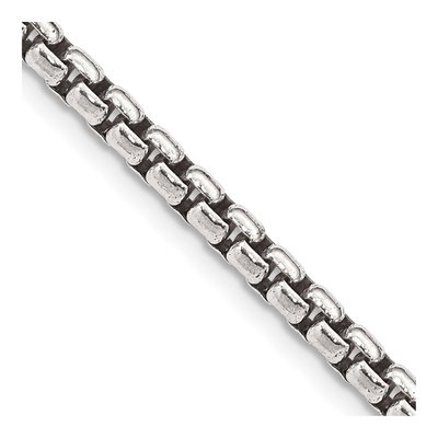 Sterling Silver 3.6mm Antiqued Round Box Chain