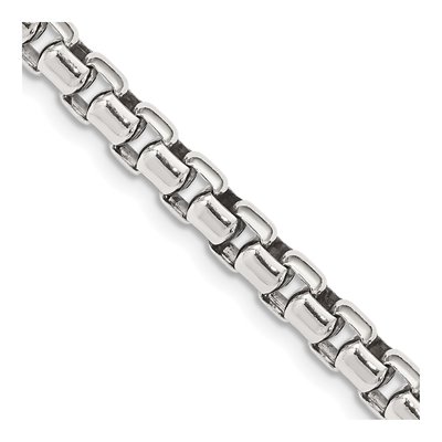 Sterling Silver 5.2mm Antiqued Round Box Chain