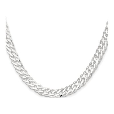 Sterling Silver 7.75mm Diamond-Cut Flat Double Curb Chain – view 2