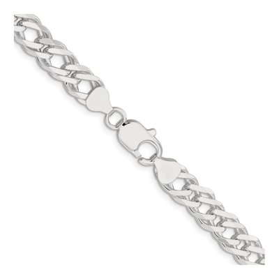 Sterling Silver 7.75mm Diamond-Cut Flat Double Curb Chain – view 3