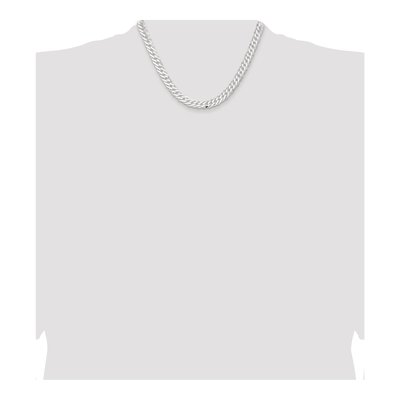 Sterling Silver 7.75mm Diamond-Cut Flat Double Curb Chain – view 4