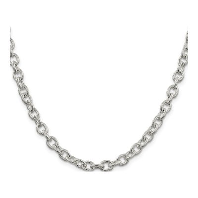 Sterling Silver 6.25mm Patterned Rolo Chain – view 2