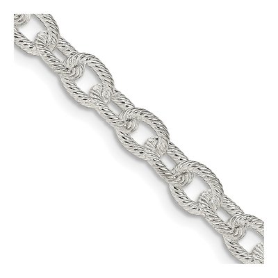 Sterling Silver 6.25mm Patterned Rolo Chain
