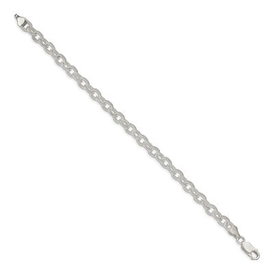 Sterling Silver 6.25mm Patterned Rolo Chain Bracelet – view 2