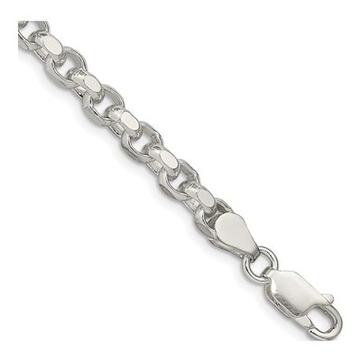 Sterling Silver 4mm Diamond-Cut Rolo Chain Bracelet