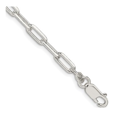 Sterling Silver 4.25mm Elongated Open Cable Chain Bracelet
