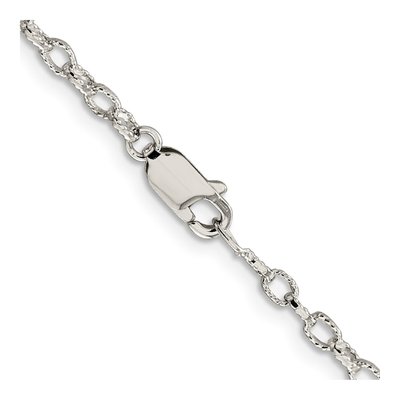Sterling Silver 3mm Handmade Patterned Rolo Chain – view 3
