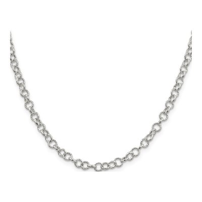 Sterling Silver 4.55mm Handmade Patterned Rolo Chain – view 2