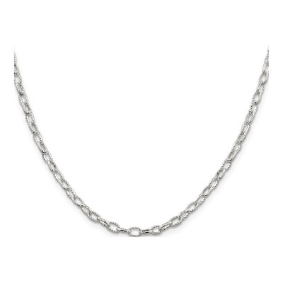 Sterling Silver 3.75mm Handmade Patterned Rolo Chain – view 2