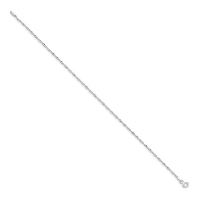 Sterling Silver 1.4mm Twisted Singapore Chain Anklet – view 2