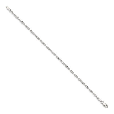 Sterling Silver 2.25mm Twisted Singapore Chain Bracelet – view 2
