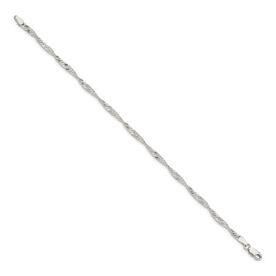 Sterling Silver 3mm Twisted Singapore Chain Bracelet – view 2