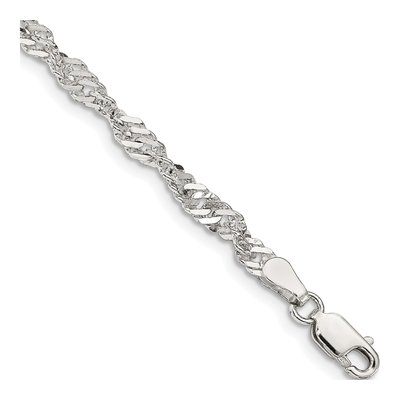 Sterling Silver 3.5mm Twisted Singapore Chain Bracelet