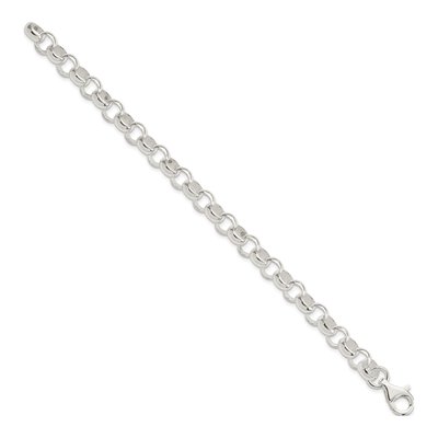 Sterling Silver 8mm Belcher Rolo Chain Bracelet – view 3