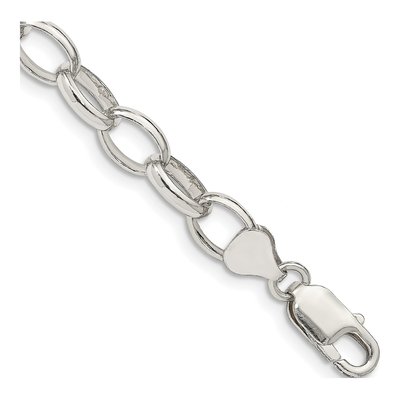 Sterling Silver 8mm Fancy Rolo Chain Bracelet