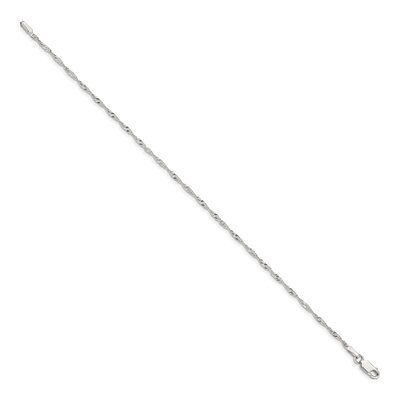 Sterling Silver 1.75mm Twisted Singapore Chain Anklet – view 2