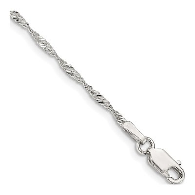 Sterling Silver 1.75mm Twisted Singapore Chain Anklet