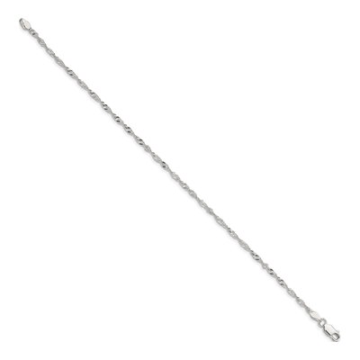 Sterling Silver 2mm Twisted Singapore Chain Anklet – view 2