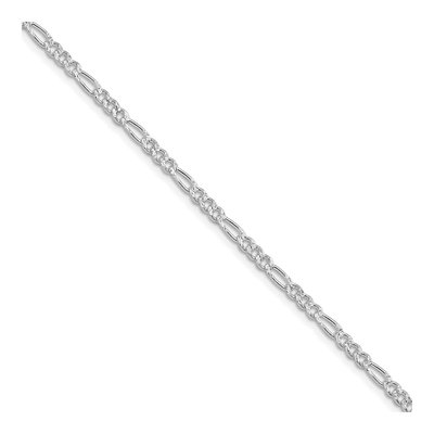 Sterling Silver 3mm Pave Flat Figaro Chain