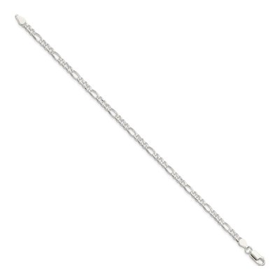 Sterling Silver 4mm Pave Flat Figaro Chain Bracelet – view 2