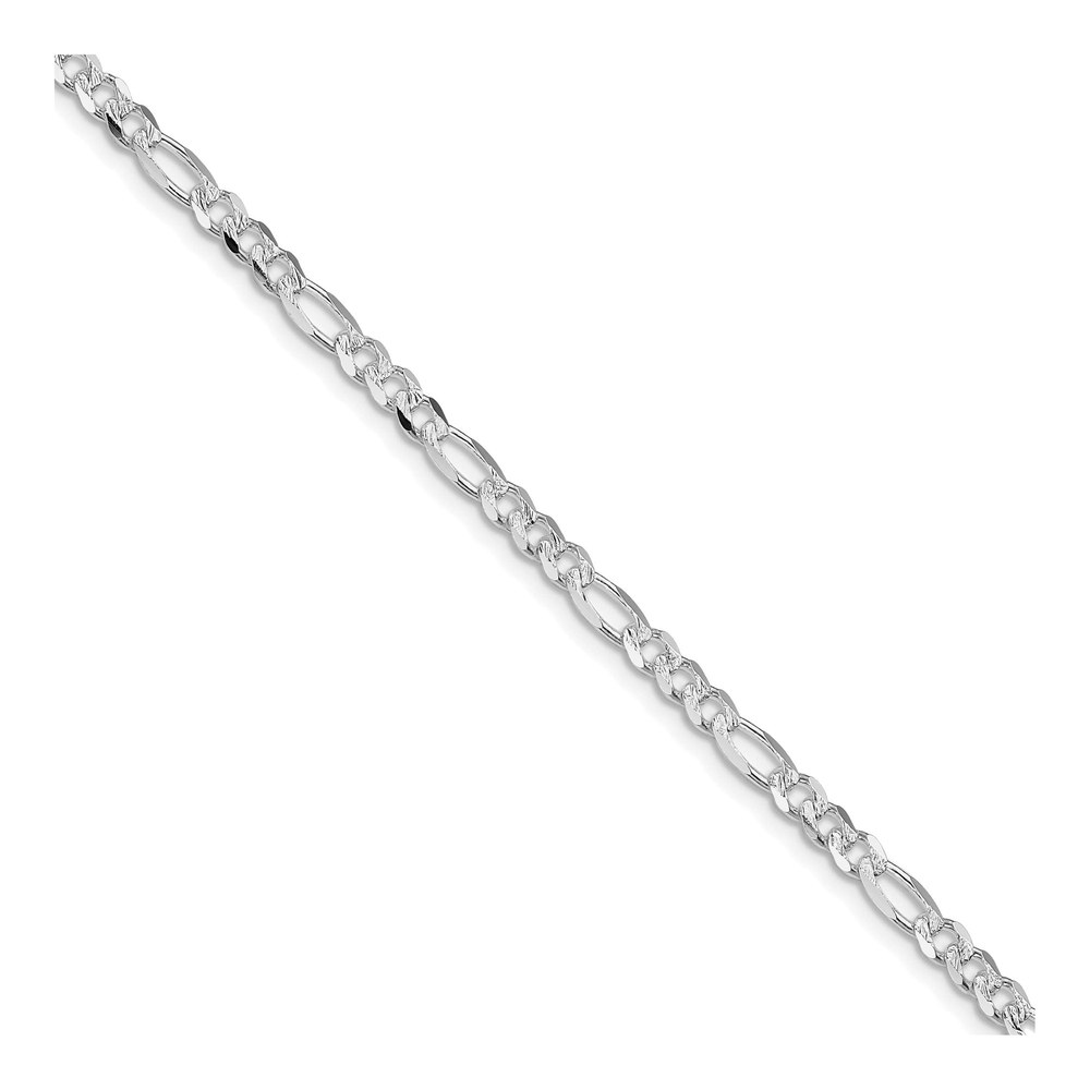 16 Inch Sterling Silver Rhodium-Plated 4mm Pav‚ Flat Figaro Chain Necklace with Lobster Clasp