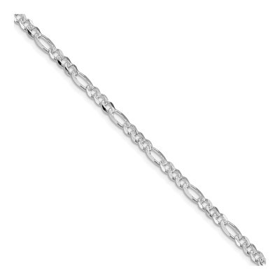 Sterling Silver 4mm Pave Flat Figaro Chain