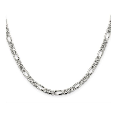 Sterling Silver 4.75mm Pave Flat Figaro Chain – view 2