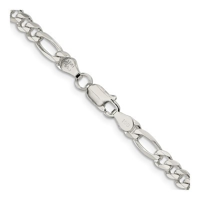 Sterling Silver 4.75mm Pave Flat Figaro Chain – view 3