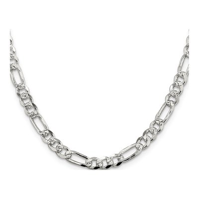 Sterling Silver 5.5mm Pave Flat Figaro Chain – view 2