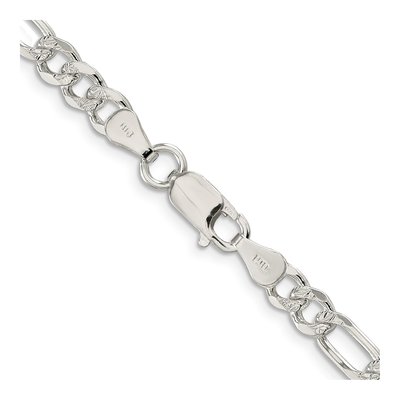 Sterling Silver 5.5mm Pave Flat Figaro Chain – view 3