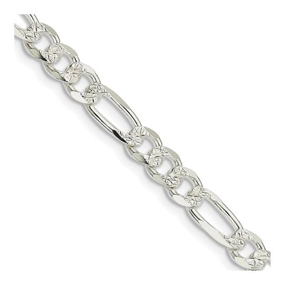 Sterling Silver 5.5mm Pave Flat Figaro Chain