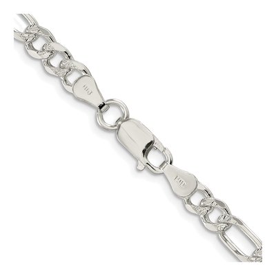 Sterling Silver 5.5mm Pave Flat Figaro Chain – view 3