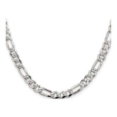 Sterling Silver 5.5mm Pave Flat Figaro Chain – view 2