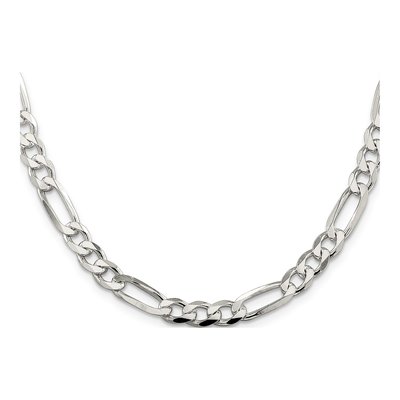 Sterling Silver 7mm Pave Flat Figaro Chain – view 2