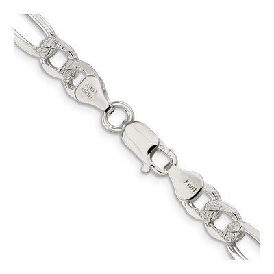 Sterling Silver 7mm Pave Flat Figaro Chain – view 3
