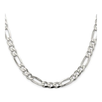Sterling Silver 7mm Flat Figaro Chain – view 2