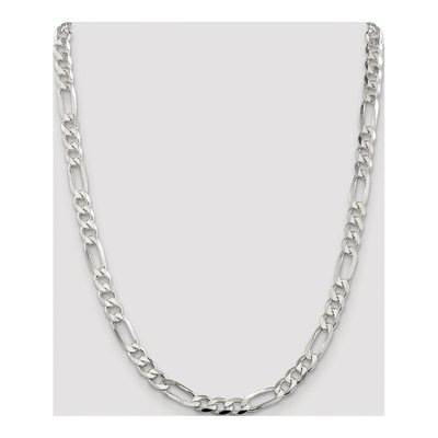 Sterling Silver 7mm Flat Figaro Chain – view 4