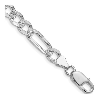 Sterling Silver 7mm Flat Figaro Chain Bracelet