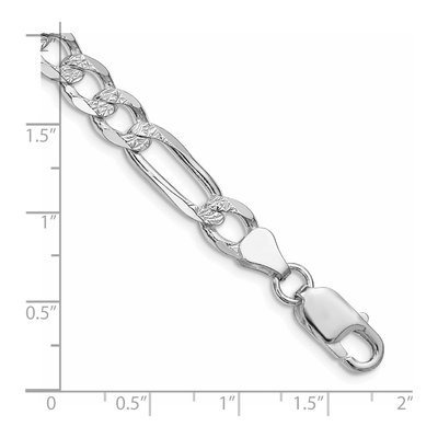Sterling Silver 7mm Pave Flat Figaro Chain Bracelet – view 3