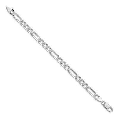 Sterling Silver 7mm Pave Flat Figaro Chain Anklet – view 2