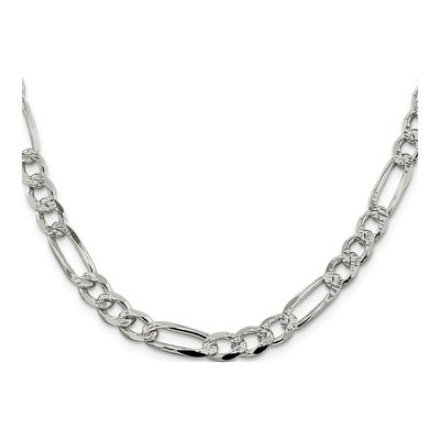 Sterling Silver 7.25mm Pave Flat Figaro Chain – view 2