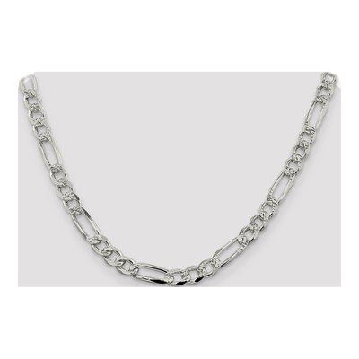 Sterling Silver 7.25mm Pave Flat Figaro Chain – view 4