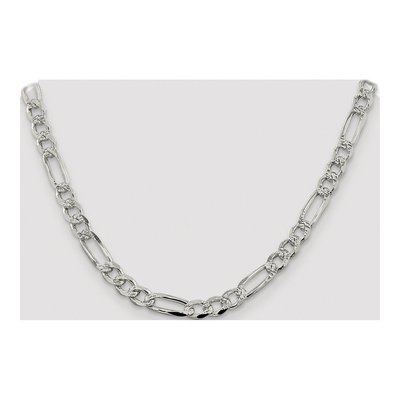 Sterling Silver 7.25mm Pave Flat Figaro Chain – view 4
