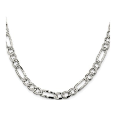 Sterling Silver 7.25mm Pave Flat Figaro Chain – view 2